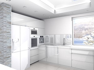 projekt domu w Sidzinie - Średnia otwarta z zabudowaną lodówką kuchnia w kształcie litery l z oknem, styl nowoczesny - zdjęcie od Creative Interior