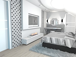 projekt domu w Sidzinie - Średnia biała sypialnia, styl glamour - zdjęcie od Creative Interior