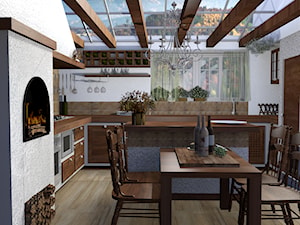 kuchnie murowane - Duża otwarta kuchnia w kształcie litery l z oknem, styl tradycyjny - zdjęcie od Creative Interior