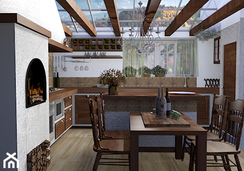 kuchnie murowane - Duża otwarta kuchnia w kształcie litery l z oknem, styl tradycyjny - zdjęcie od Creative Interior