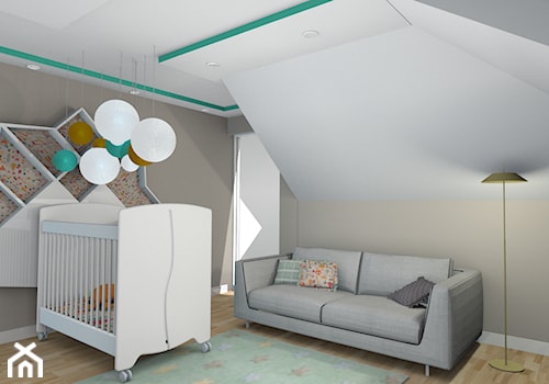 projekt domu w Sidzinie - Średni biały szary pokój dziecka dla niemowlaka dla chłopca dla dziewczynki, styl skandynawski - zdjęcie od Creative Interior