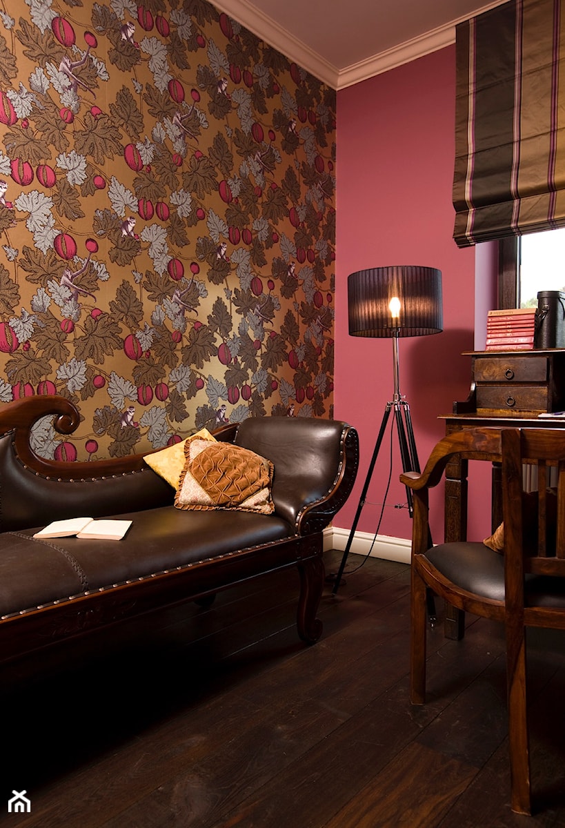 Dom tancerzy - Średnie z sofą czerwone biuro - zdjęcie od Pracownia projektowa Poco Design