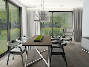 Projekt parteru domu w stylu nowoczesnym. - Średnia biała jadalnia jako osobne pomieszczenie - zdjęcie od Studio decor