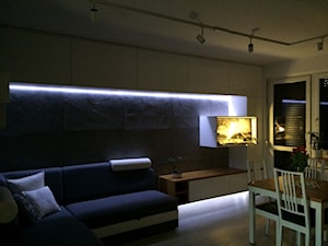 M&M - nasze 52 metry :) - Mały biały czarny salon z jadalnią, styl skandynawski - zdjęcie od Marzena Iks-Nadolna