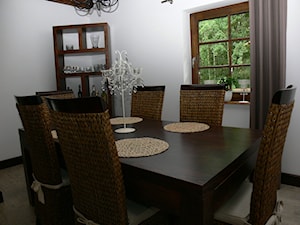 Mała szara jadalnia jako osobne pomieszczenie, styl rustykalny - zdjęcie od karolinakulesza