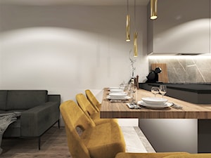 Metamorfoza 47m2 mieszkania w Centrum Warszawy - Mały szary salon z kuchnią z jadalnią, styl nowoczesny - zdjęcie od Dominika Borejza DB-wnętrze