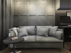 Metamorfoza 47m2 mieszkania w Centrum Warszawy - Średnie w osobnym pomieszczeniu z sofą czarne biuro, styl industrialny - zdjęcie od Dominika Borejza DB-wnętrze
