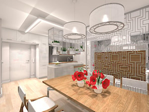Projekt Modern Art Deco - Średnia biała jadalnia w kuchni, styl glamour - zdjęcie od Alicja Dudek Pracownia Architektury Wnętrz
