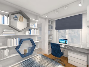 Projekt - sześciokąty - Biała z biurkiem sypialnia, styl nowoczesny - zdjęcie od Alicja Dudek Pracownia Architektury Wnętrz