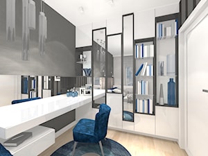 Projekt Modern Art Deco - Średnia biała szara z biurkiem sypialnia, styl glamour - zdjęcie od Alicja Dudek Pracownia Architektury Wnętrz