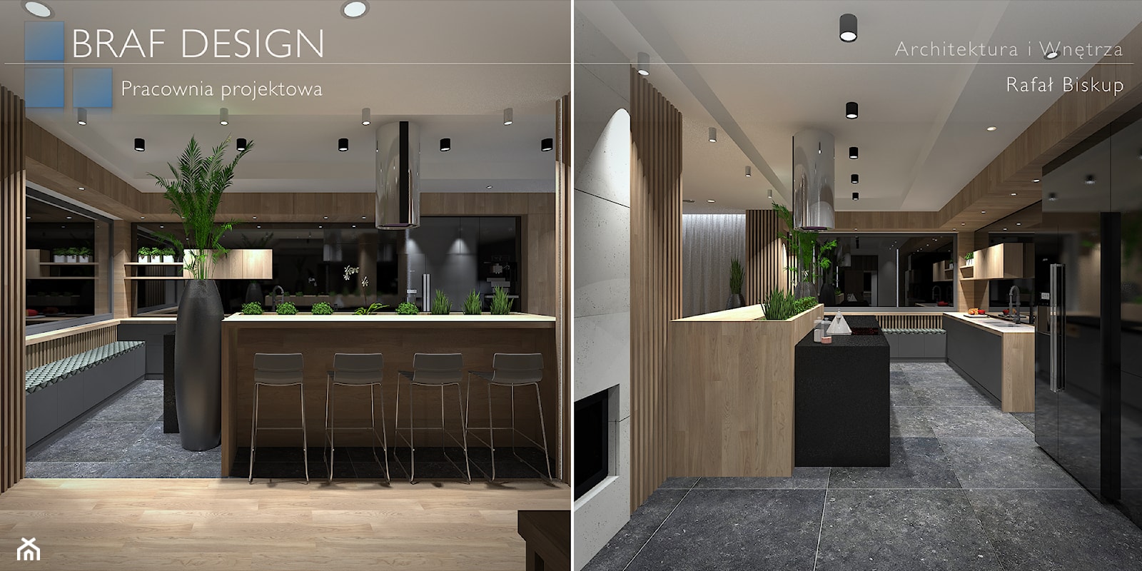 Projekt wnętrza dużej kuchni połączonej z salonem, i jadalnią - zdjęcie od BRAF Design - Homebook