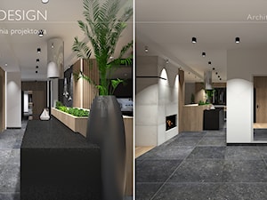 Projekt wnętrza dużej kuchni połączonej z salonem, i jadalnią - zdjęcie od BRAF Design
