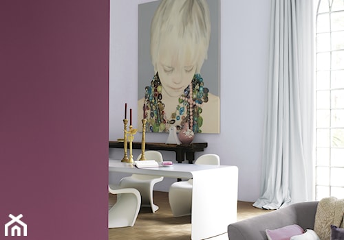 Pokoje dzienne - Średni biały fioletowy salon z jadalnią - zdjęcie od Dulux