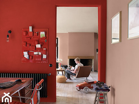 Aranżacje wnętrz - Biuro: Pokoje dzienne - Średnie w osobnym pomieszczeniu czerwone różowe biuro - Dulux. Przeglądaj, dodawaj i zapisuj najlepsze zdjęcia, pomysły i inspiracje designerskie. W bazie mamy już prawie milion fotografii!
