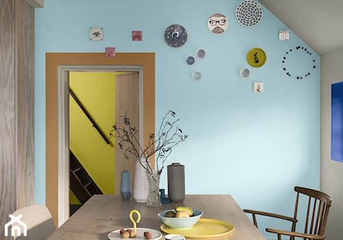 Kolor Roku 2019 - Średnia niebieska pomarańczowa szara jadalnia jako osobne pomieszczenie, styl nowoczesny - zdjęcie od Dulux