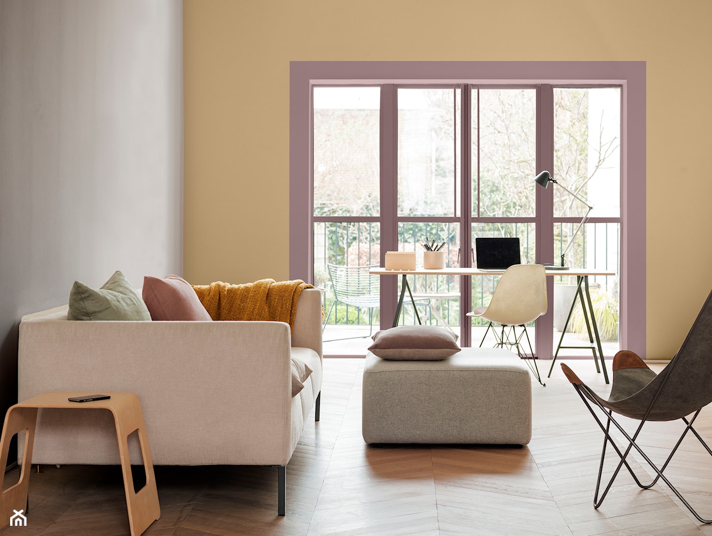 Paleta kolorów roku - Średni salon z tarasem / balkonem, styl minimalistyczny - zdjęcie od Dulux - Homebook
