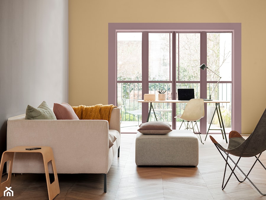 Paleta kolorów roku - Średni salon z tarasem / balkonem, styl minimalistyczny - zdjęcie od Dulux