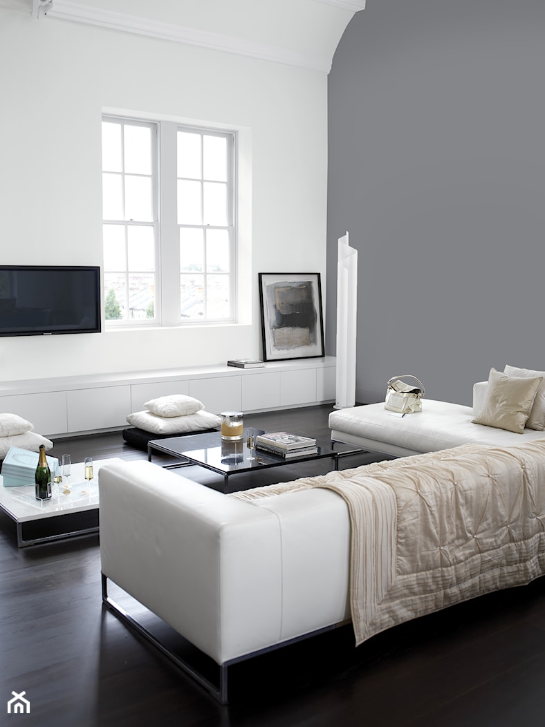 Pokoje dzienne - Średni biały szary salon, styl nowoczesny - zdjęcie od Dulux - Homebook