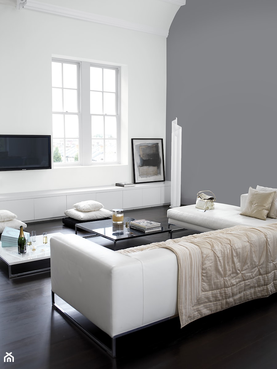 Pokoje dzienne - Średni biały szary salon, styl nowoczesny - zdjęcie od Dulux