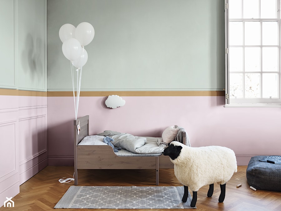 Nowości 2019 - Średni różowy zielony pokój dziecka dla dziecka dla chłopca dla dziewczynki, styl minimalistyczny - zdjęcie od Dulux