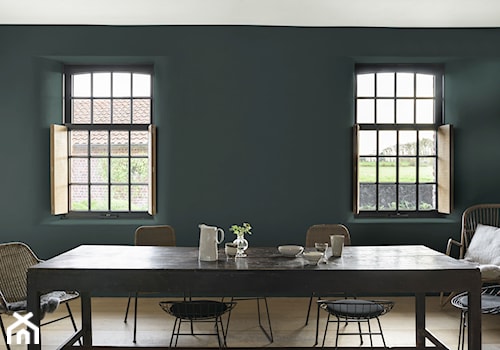Intensywne kolory we wnętrzu - Duża biała szara jadalnia jako osobne pomieszczenie, styl minimalistyczny - zdjęcie od Dulux