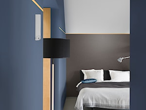 Intensywne kolory we wnętrzu - Średnia niebieska szara sypialnia, styl minimalistyczny - zdjęcie od Dulux
