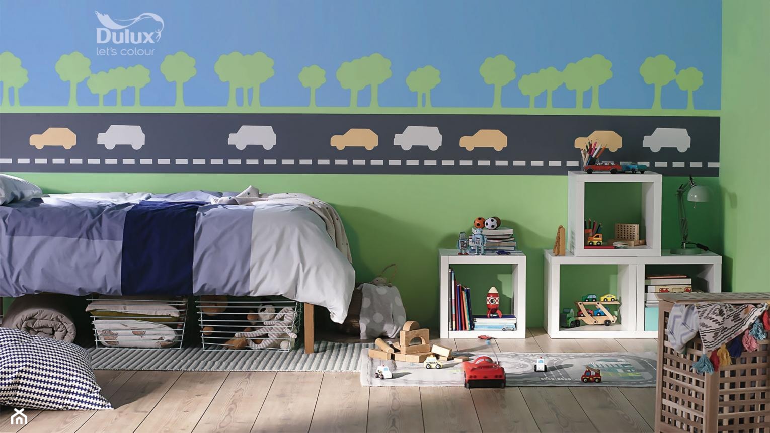 Pokoje dla dzieci i młodzieży - Mały czarny niebieski zielony pokój dziecka dla dziecka dla chłopca, styl nowoczesny - zdjęcie od Dulux - Homebook