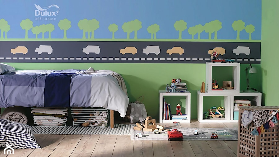 Pokoje dla dzieci i młodzieży - Mały czarny niebieski zielony pokój dziecka dla dziecka dla chłopca, styl nowoczesny - zdjęcie od Dulux
