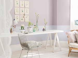Pokoje do pracy - Małe białe różowe biuro, styl prowansalski - zdjęcie od Dulux
