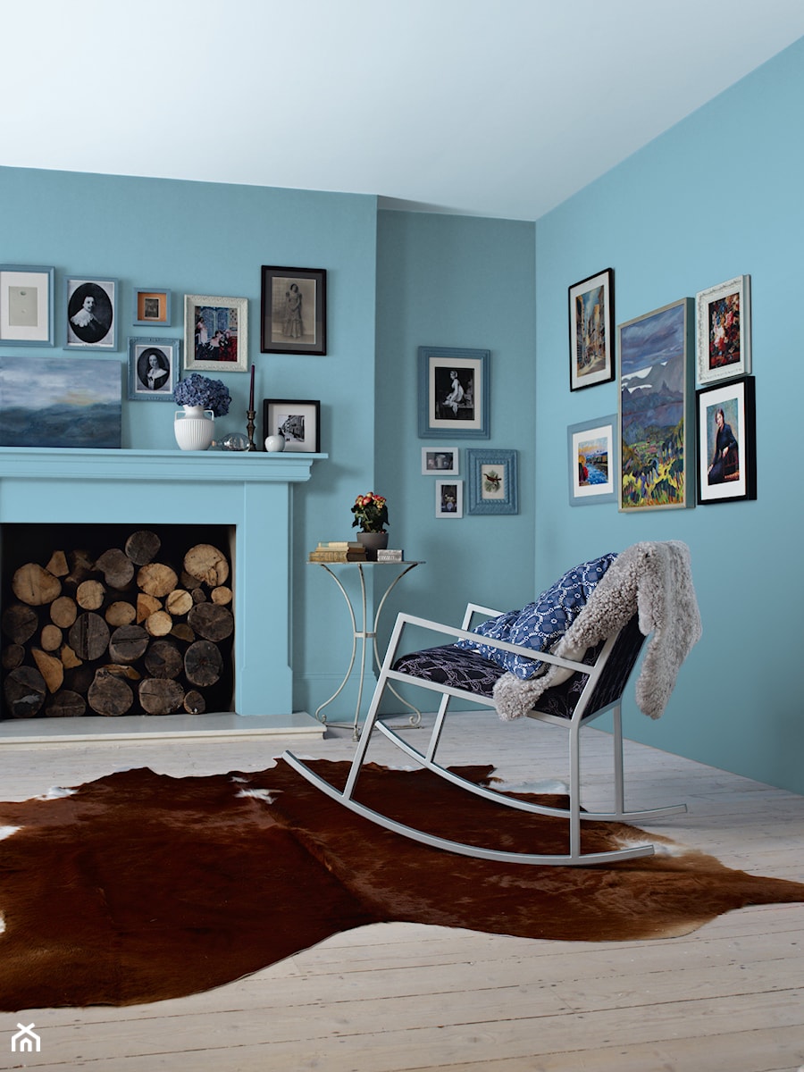 Pokoje dzienne - Średni niebieski salon, styl glamour - zdjęcie od Dulux