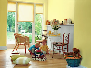 Pokoje dla dzieci i młodzieży - Mały biały żółty pokój dziecka dla dziecka dla chłopca dla dziewczynki, styl rustykalny - zdjęcie od Dulux