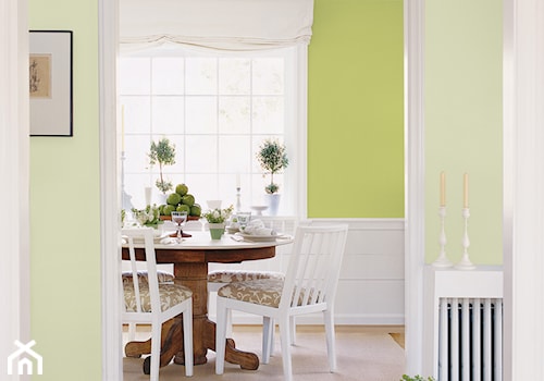 Pokoje dzienne - Średnia biała żółta jadalnia jako osobne pomieszczenie, styl prowansalski - zdjęcie od Dulux