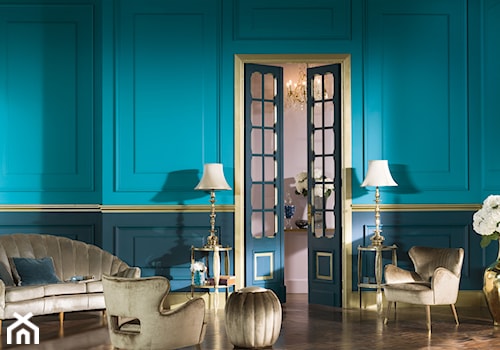 Intensywne kolory we wnętrzu - Średni niebieski salon, styl tradycyjny - zdjęcie od Dulux