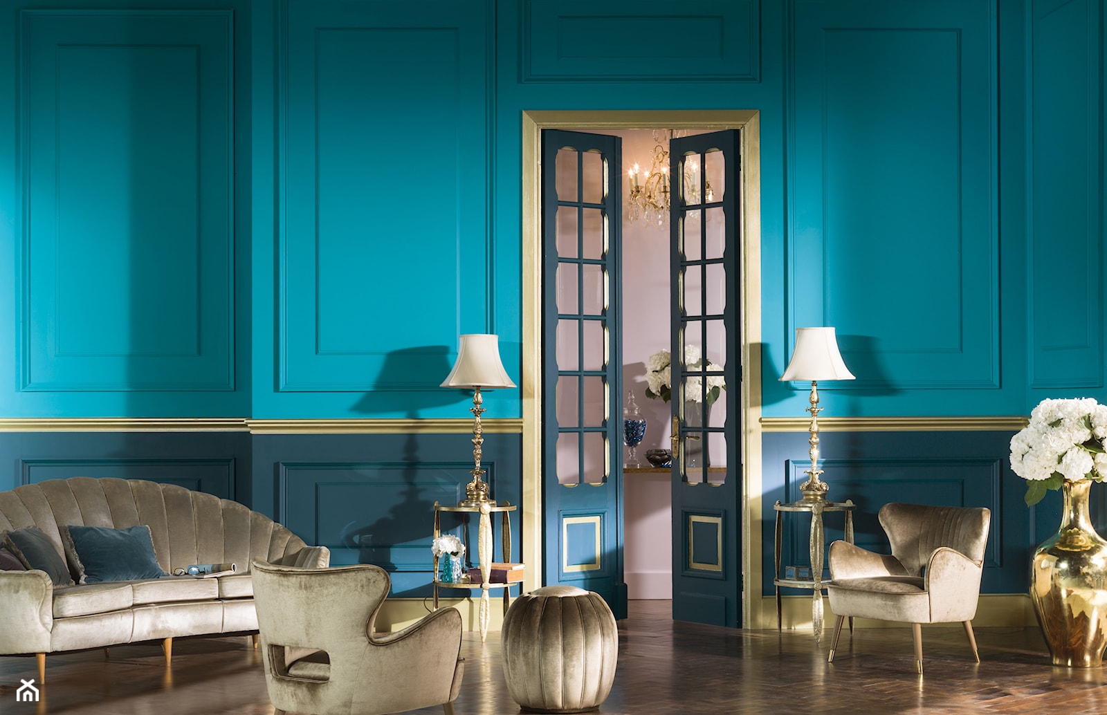 Intensywne kolory we wnętrzu - Średni niebieski salon, styl tradycyjny - zdjęcie od Dulux - Homebook