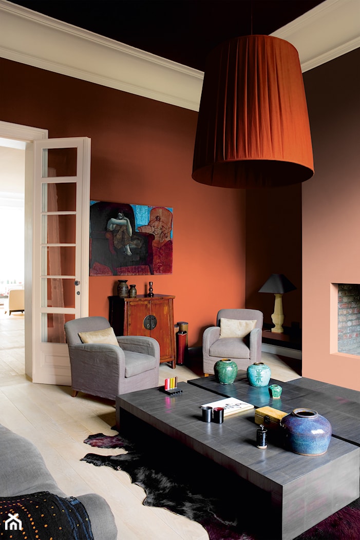 Pokoje dzienne - Średni pomarańczowy salon, styl glamour - zdjęcie od Dulux - Homebook