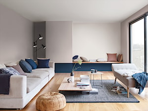 Nowości 2019 - Średni beżowy biały szary salon, styl minimalistyczny - zdjęcie od Dulux