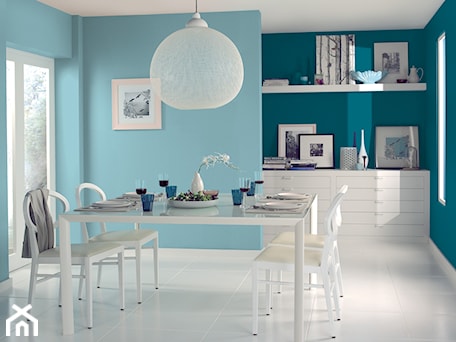 Aranżacje wnętrz - Jadalnia: Pokoje dzienne - Średnia niebieska jadalnia jako osobne pomieszczenie - Dulux. Przeglądaj, dodawaj i zapisuj najlepsze zdjęcia, pomysły i inspiracje designerskie. W bazie mamy już prawie milion fotografii!