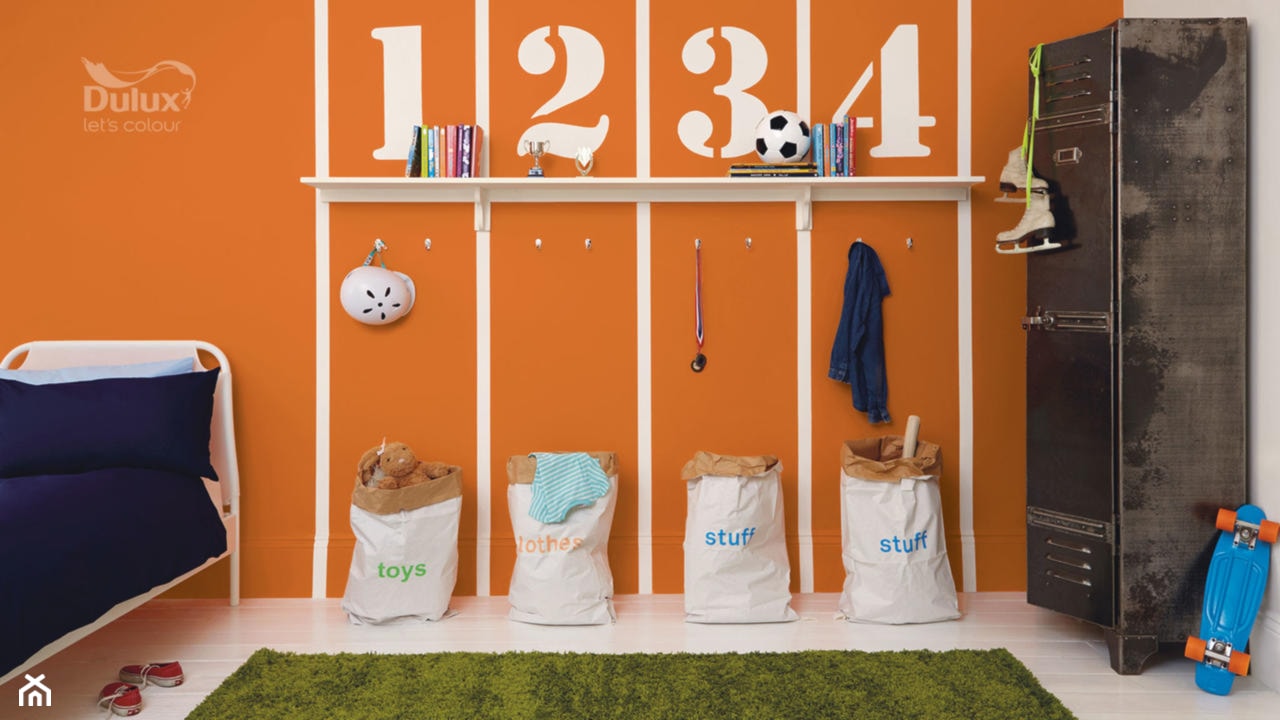 Dulux EasyCare - Średni biały pomarańczowy pokój dziecka dla dziecka dla nastolatka dla chłopca dla dziewczynki - zdjęcie od Dulux - Homebook