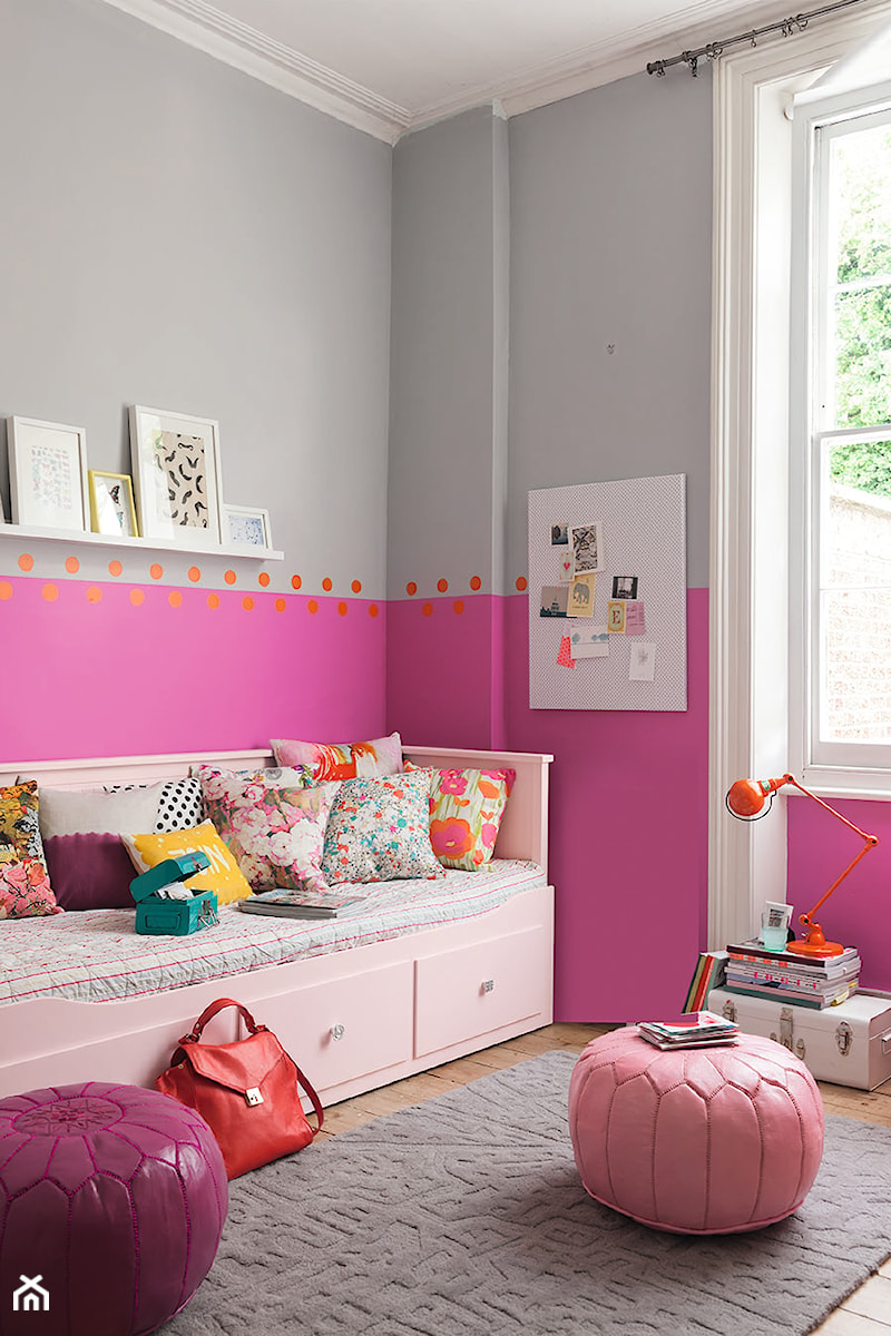 Dulux EasyCare - Mały różowy szary pokój dziecka dla dziecka dla dziewczynki, styl vintage - zdjęcie od Dulux