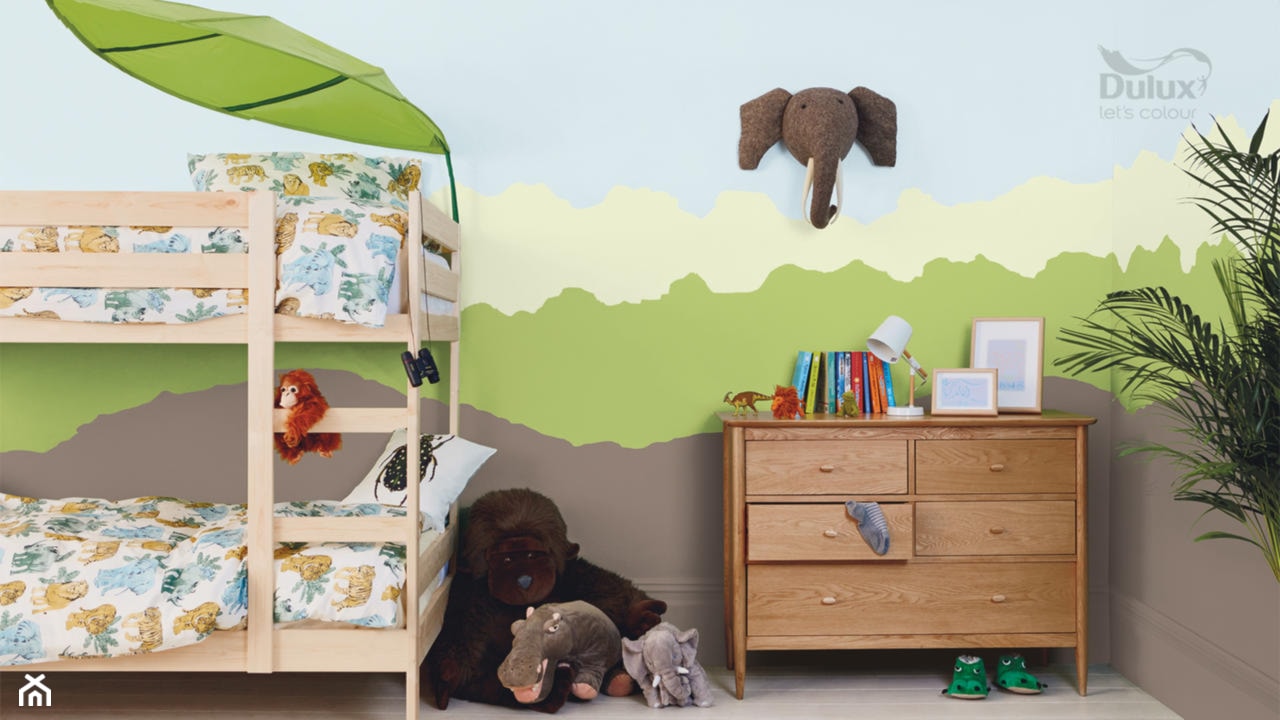 Dulux EasyCare - Średni beżowy szary niebieski zielony pokój dziecka dla dziecka dla chłopca dla dziewczynki dla rodzeństwa - zdjęcie od Dulux - Homebook