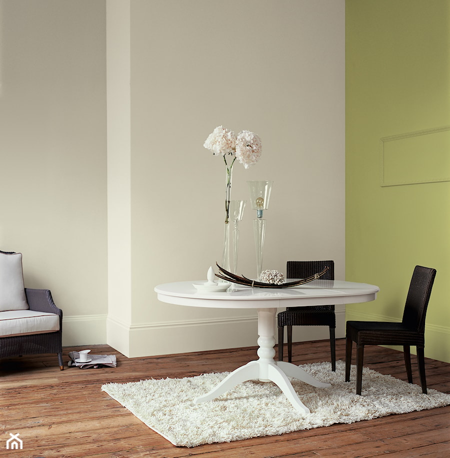 Pokoje dzienne - Średnia biała zielona jadalnia w salonie, styl minimalistyczny - zdjęcie od Dulux