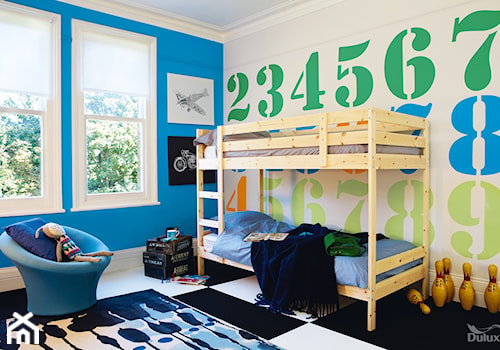 Pokoje dla dzieci i młodzieży - Średni biały pomarańczowy niebieski zielony pokój dziecka dla dziecka dla chłopca dla rodzeństwa, styl tradycyjny - zdjęcie od Dulux