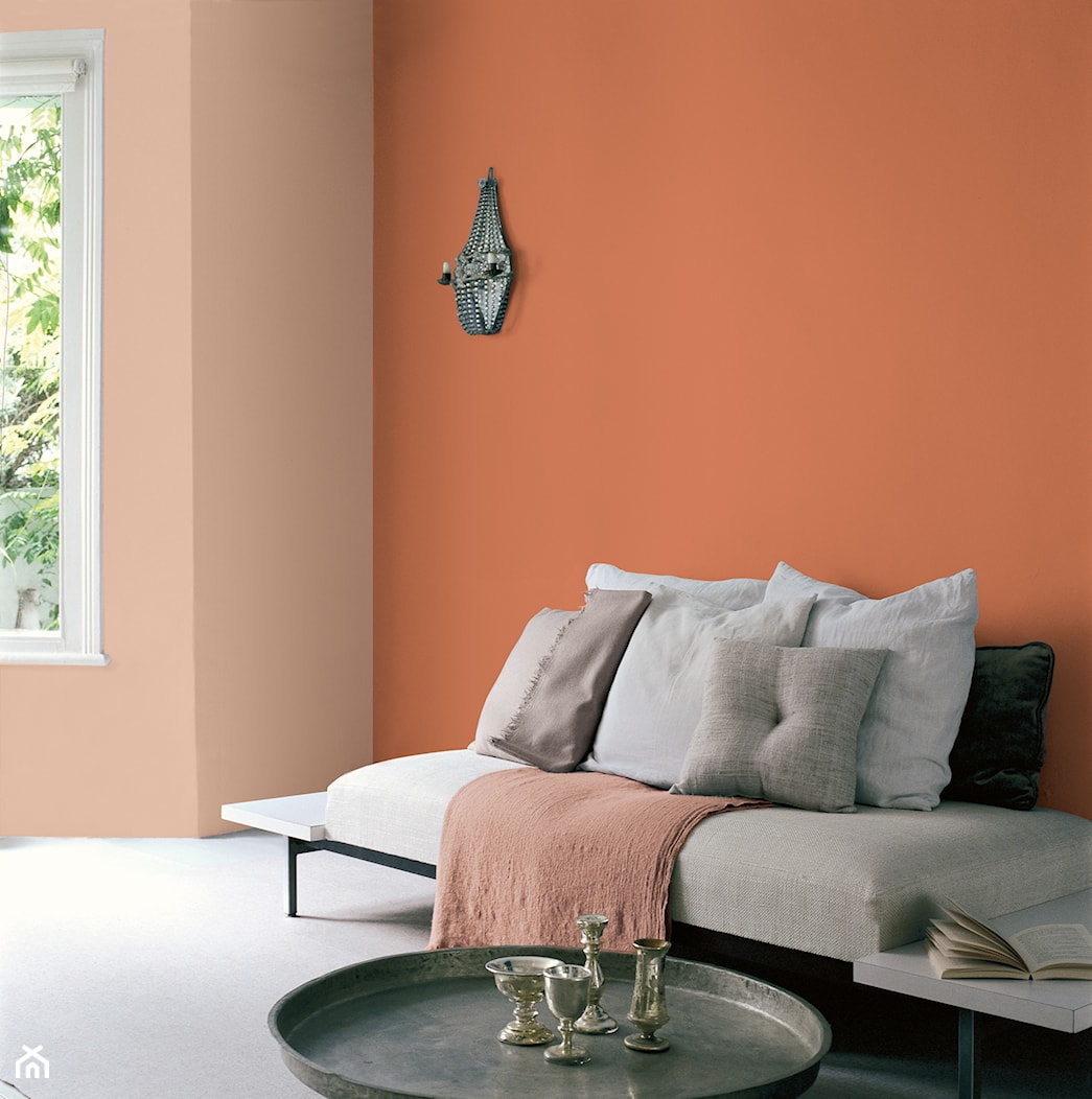 Pokoje dzienne - Mały brązowy pomarańczowy salon - zdjęcie od Dulux - Homebook