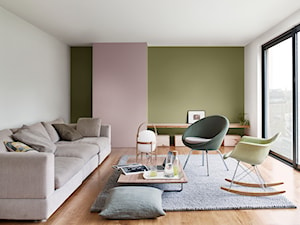 Paleta kolorów roku - Średni biały różowy zielony salon, styl skandynawski - zdjęcie od Dulux