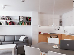 Mieszkanie typu studio w CHorzowie - Średnia biała jadalnia w salonie, styl nowoczesny - zdjęcie od RESE Architekci Studio Projektowe