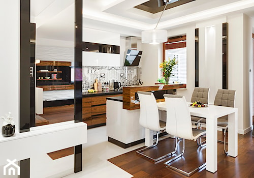 Apartament 50 m.kw w palisandrze - Średnia beżowa jadalnia w kuchni, styl nowoczesny - zdjęcie od ARCHITETTO