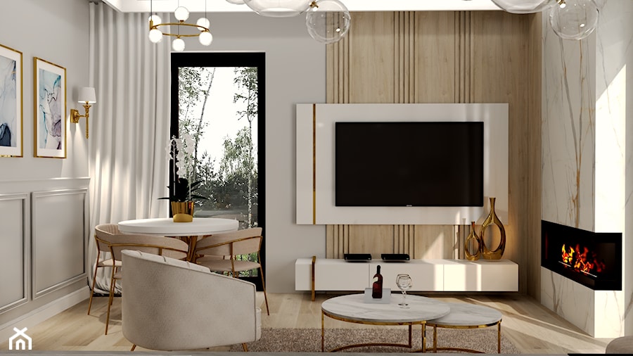 Drewno ze złotem - Salon, styl nowoczesny - zdjęcie od ARCHITETTO