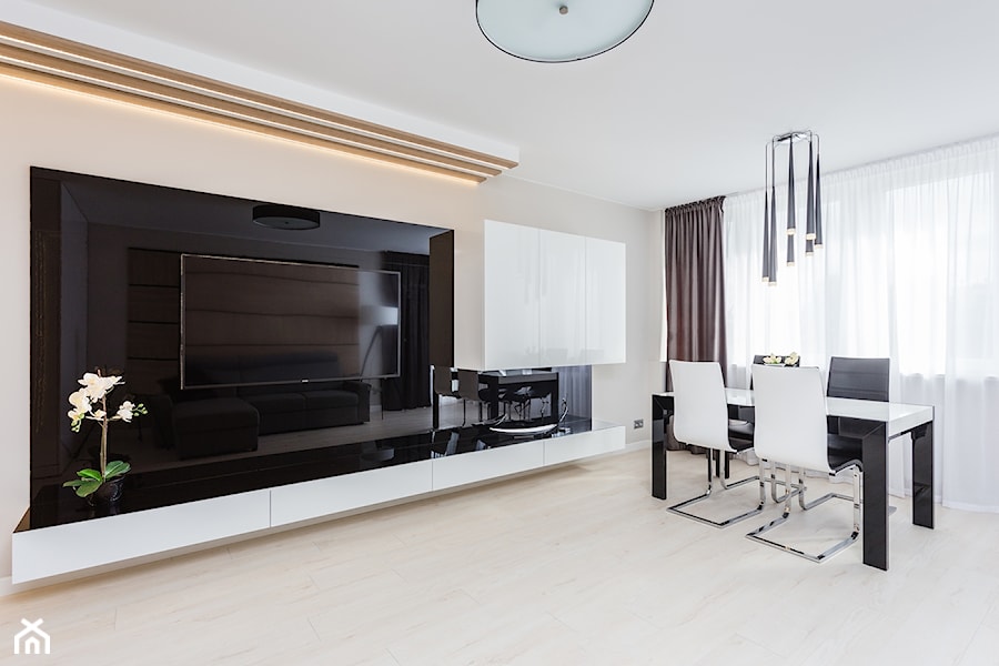 Apartament po dziadku - Średni biały salon z jadalnią, styl minimalistyczny - zdjęcie od ARCHITETTO