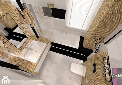 Mała średnia z marmurową podłogą łazienka z oknem, styl glamour - zdjęcie od ARCHITETTO