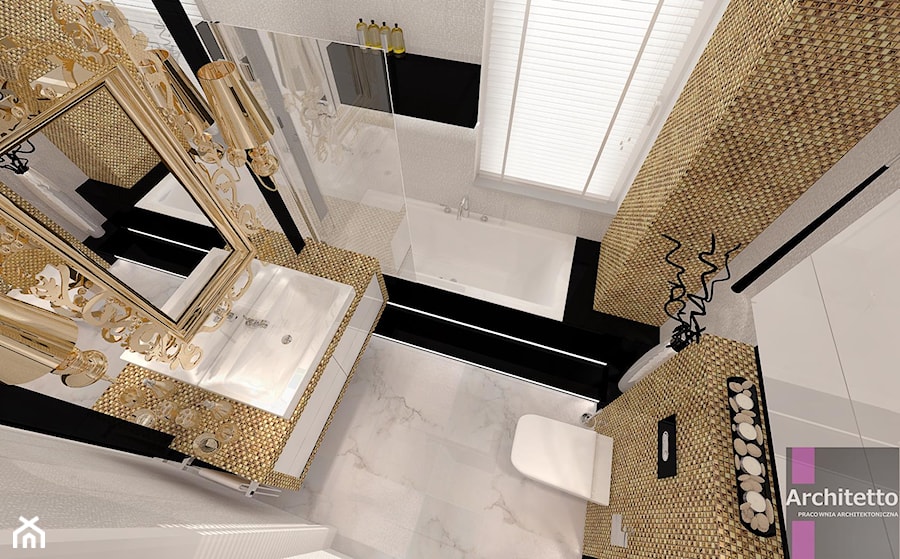 Mała średnia z marmurową podłogą łazienka z oknem, styl glamour - zdjęcie od ARCHITETTO